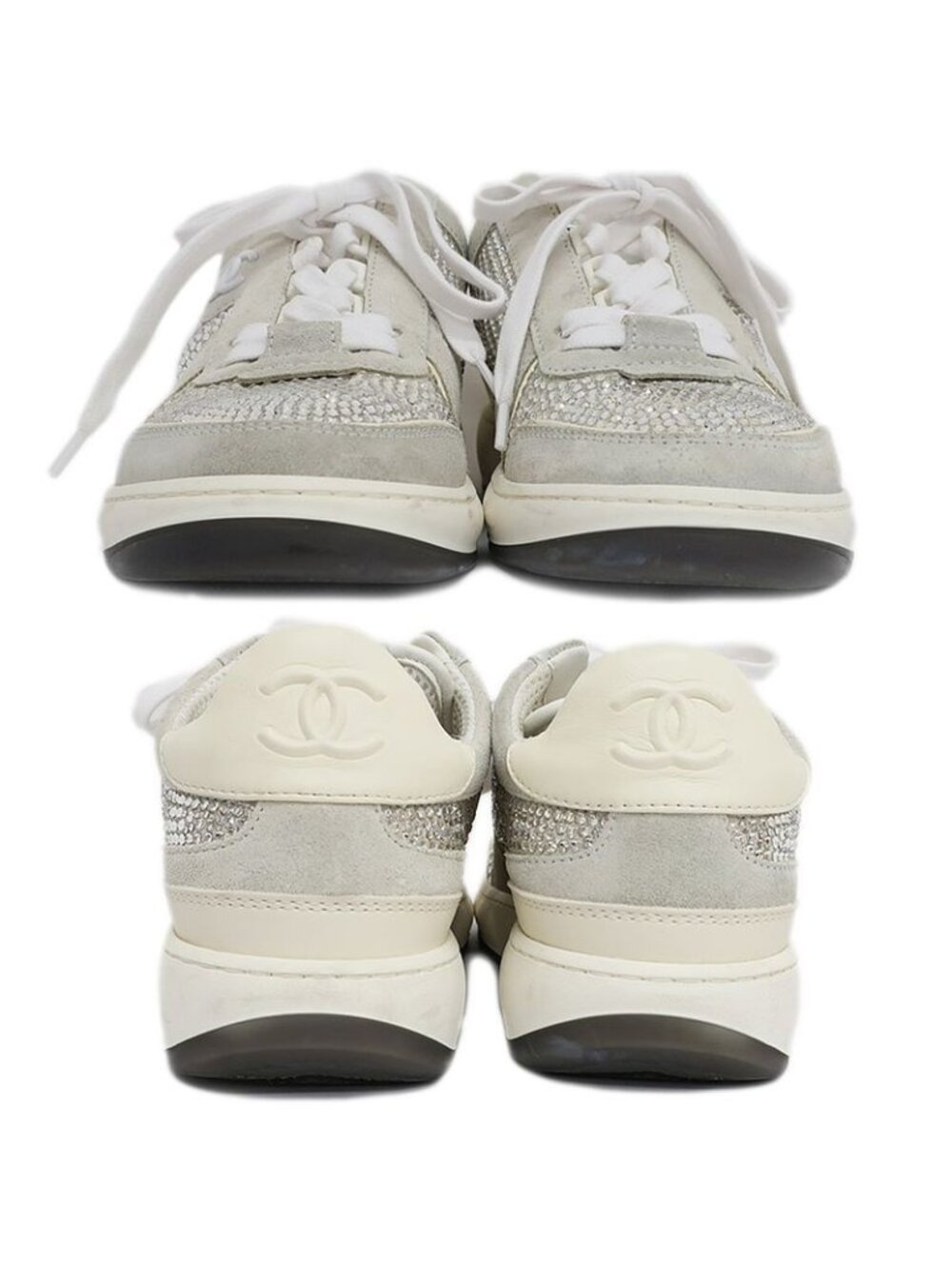 Chanel Sneakers Sequins White Size 36 Coco - Picture 4 of 10